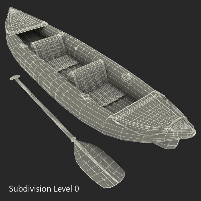 3D Kayak 3 Red with Paddle model