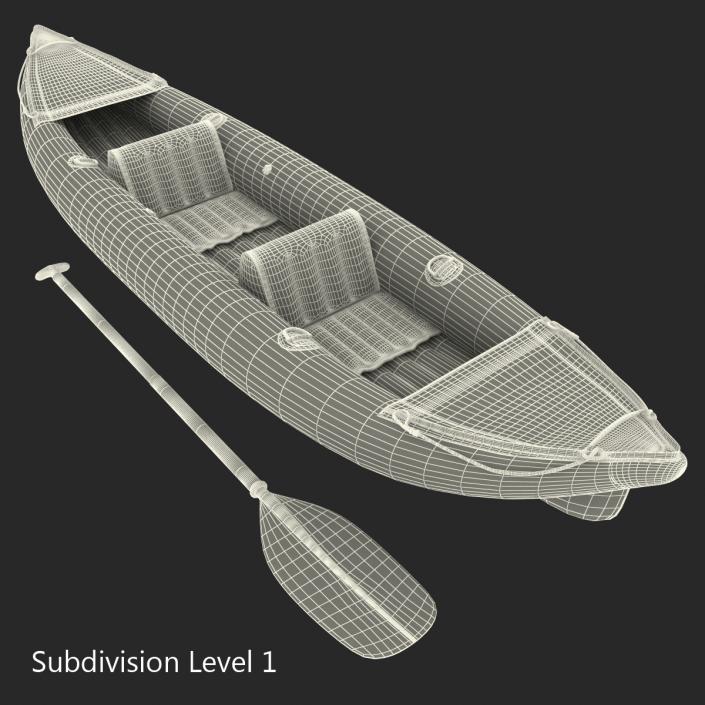 3D Kayak 3 Red with Paddle model