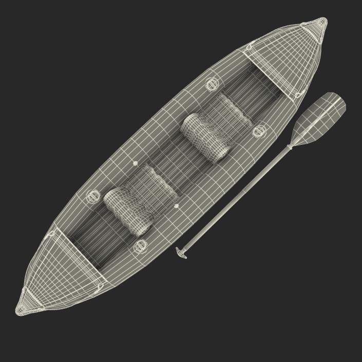 3D Kayak 3 Red with Paddle model