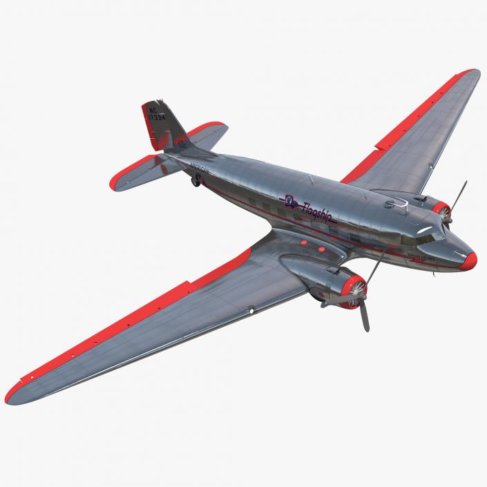 Douglas DC-3 American Airlines Rigged 3D