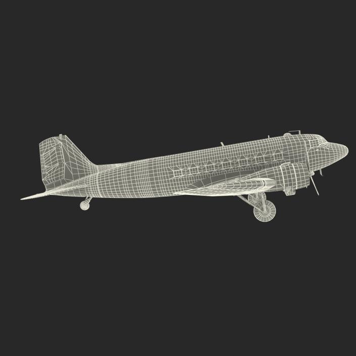 Douglas DC-3 American Airlines Rigged 3D