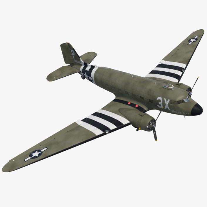 Douglas DC-3 Rigged 3D model