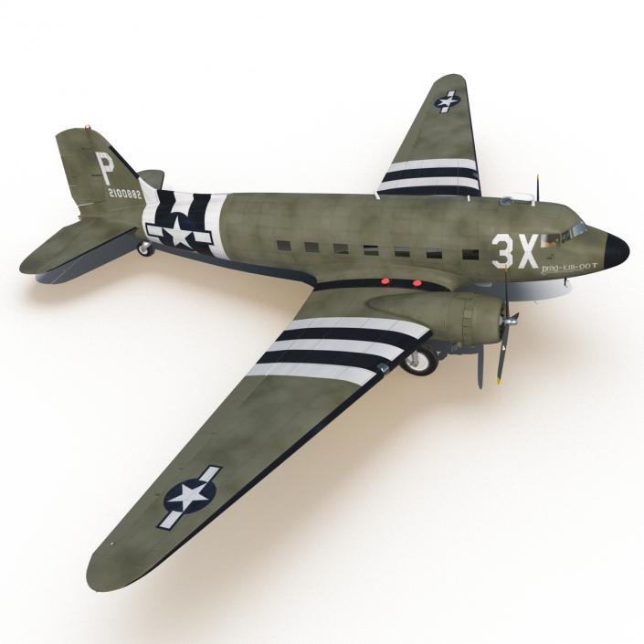 Douglas DC-3 Rigged 3D model