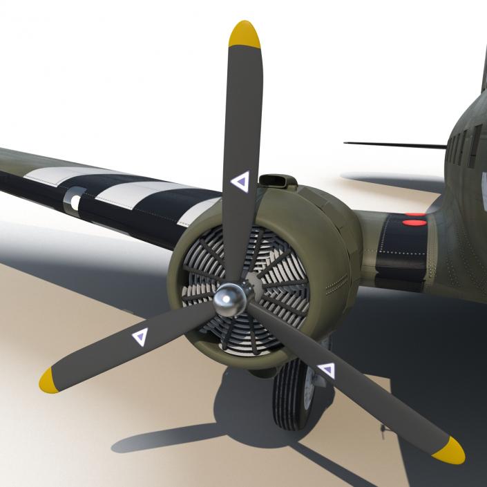 Douglas DC-3 Rigged 3D model