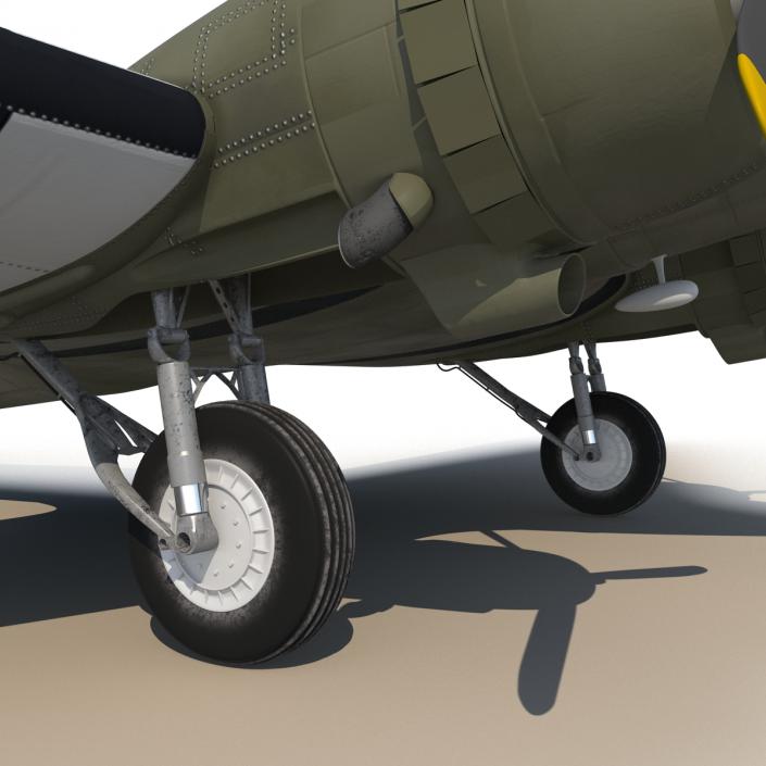 Douglas DC-3 Rigged 3D model