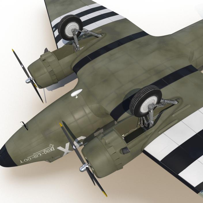 Douglas DC-3 Rigged 3D model