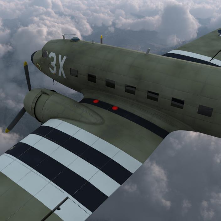 Douglas DC-3 Rigged 3D model