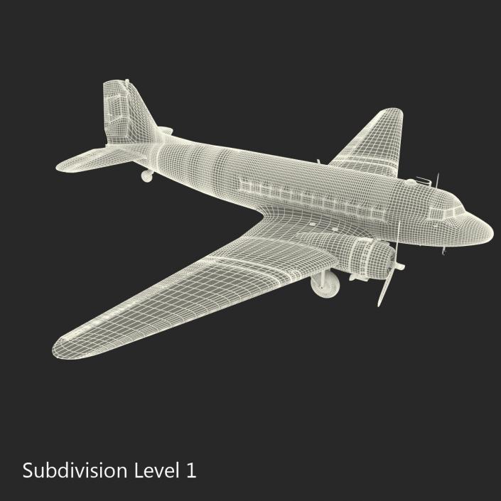 Douglas DC-3 Rigged 3D model