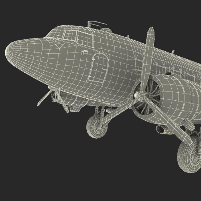 Douglas DC-3 Rigged 3D model