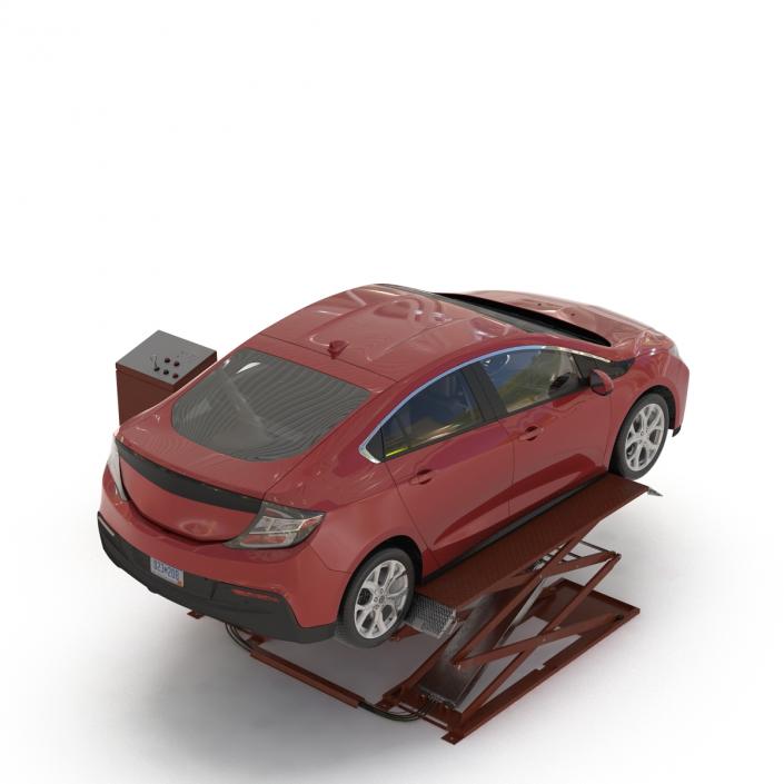 3D Automotive Scissor Lift Generic Rigged and Hybrid Car model