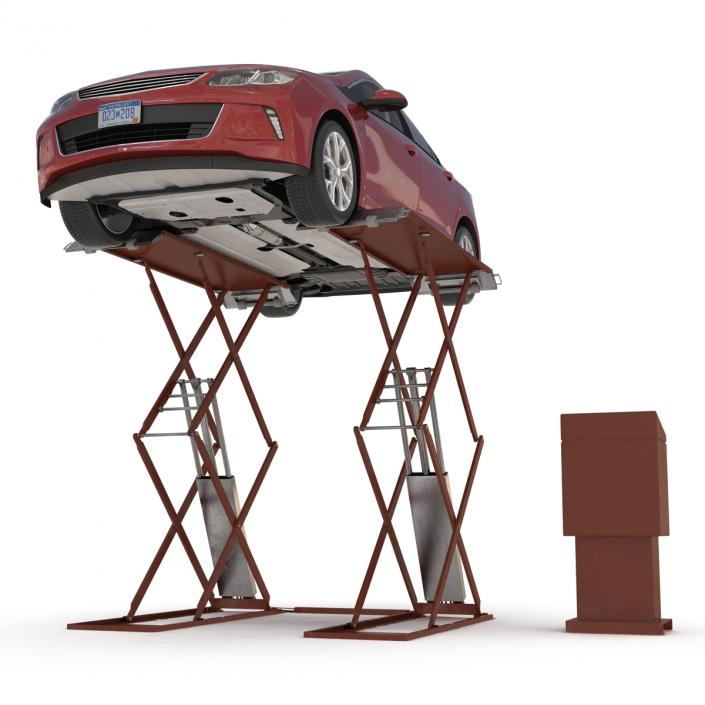 3D Automotive Scissor Lift Generic Rigged and Hybrid Car model