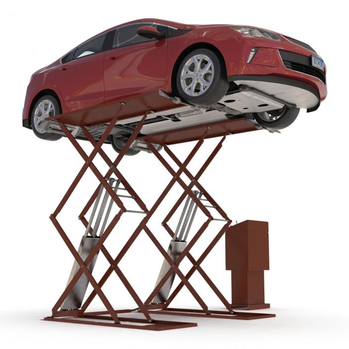 3D Automotive Scissor Lift Generic Rigged and Hybrid Car model