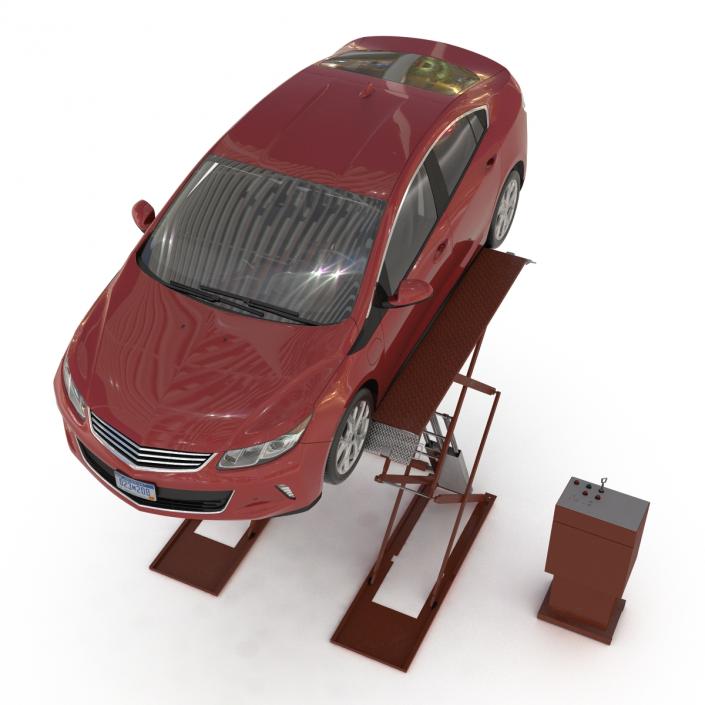 3D Automotive Scissor Lift Generic Rigged and Hybrid Car model