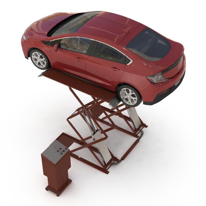 3D Automotive Scissor Lift Generic Rigged and Hybrid Car model