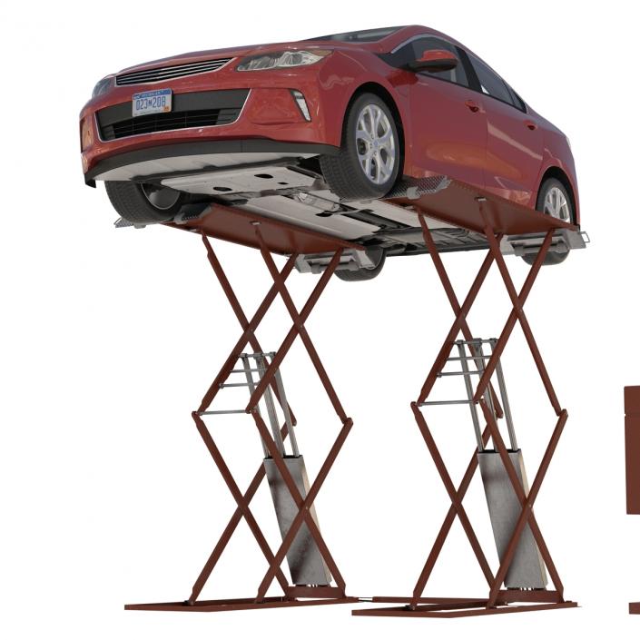 3D Automotive Scissor Lift Generic Rigged and Hybrid Car model