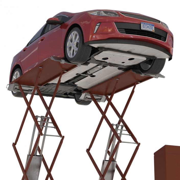 3D Automotive Scissor Lift Generic Rigged and Hybrid Car model