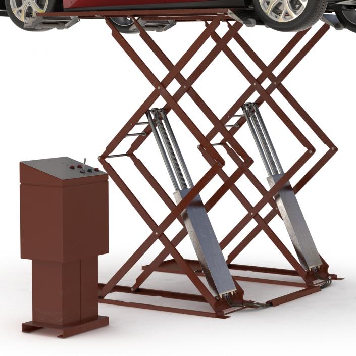 3D Automotive Scissor Lift Generic Rigged and Hybrid Car model