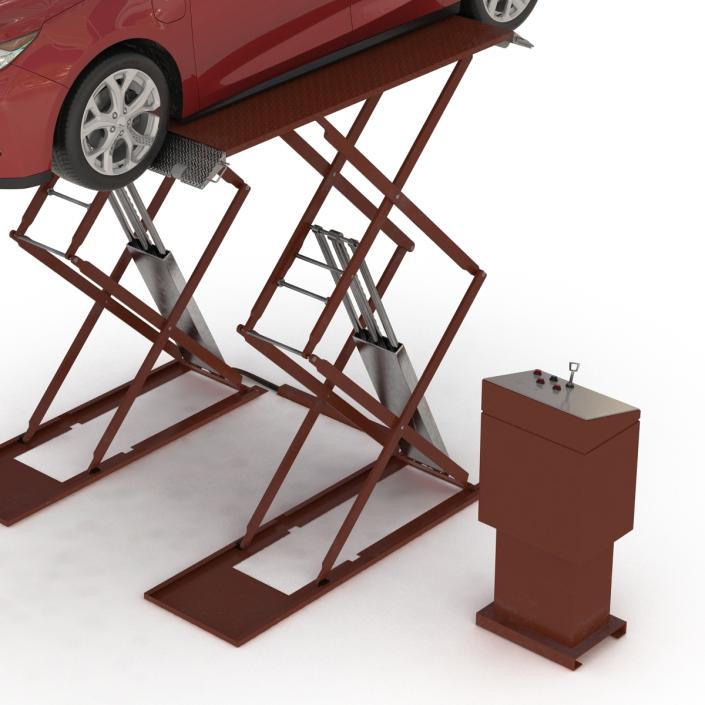 3D Automotive Scissor Lift Generic Rigged and Hybrid Car model