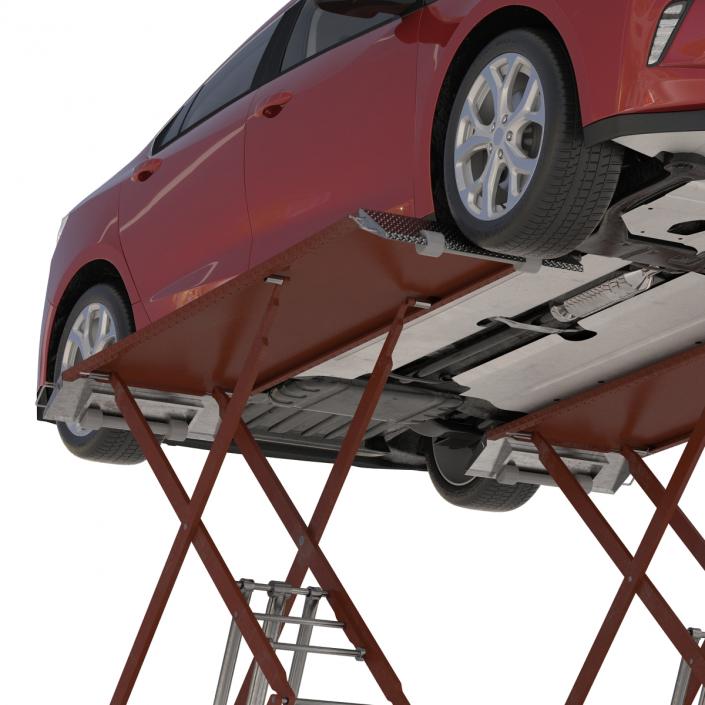 3D Automotive Scissor Lift Generic Rigged and Hybrid Car model