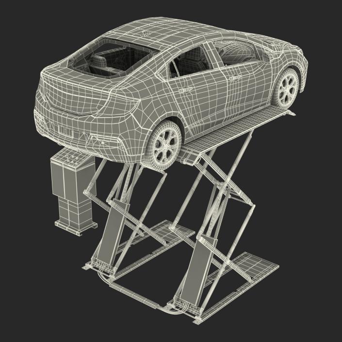 3D Automotive Scissor Lift Generic Rigged and Hybrid Car model