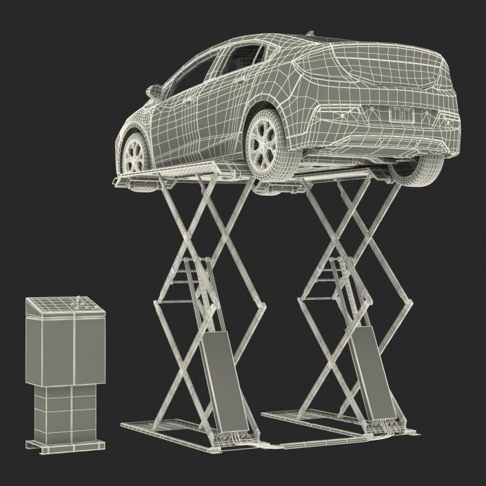 3D Automotive Scissor Lift Generic Rigged and Hybrid Car model