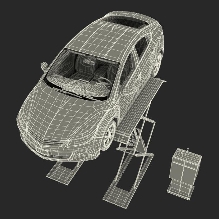 3D Automotive Scissor Lift Generic Rigged and Hybrid Car model