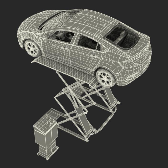 3D Automotive Scissor Lift Generic Rigged and Hybrid Car model