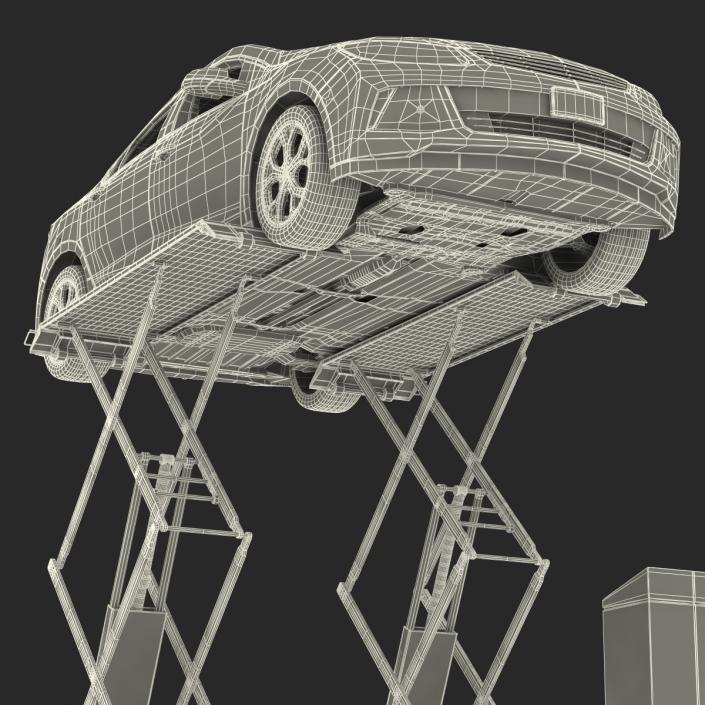 3D Automotive Scissor Lift Generic Rigged and Hybrid Car model