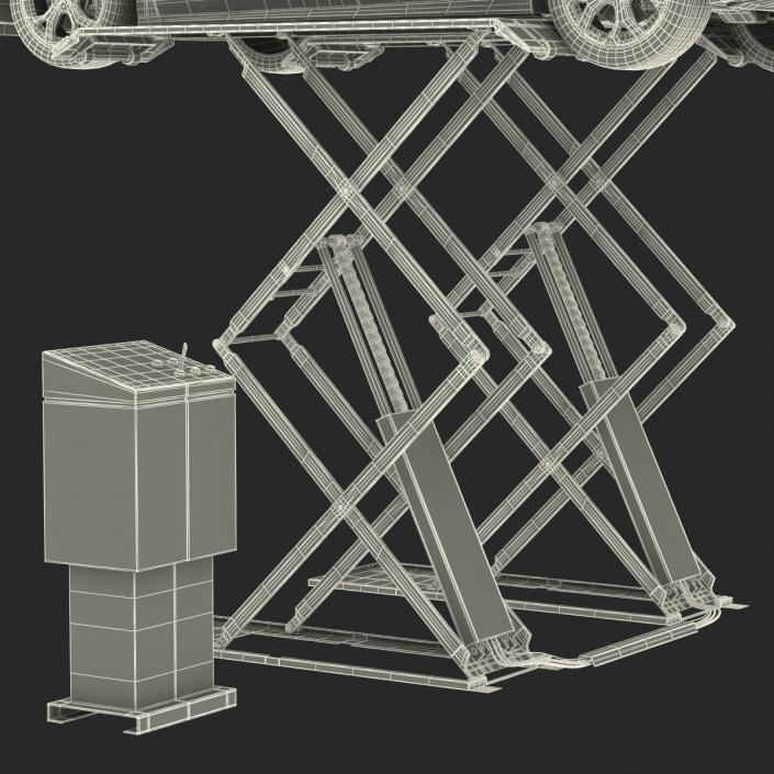 3D Automotive Scissor Lift Generic Rigged and Hybrid Car model