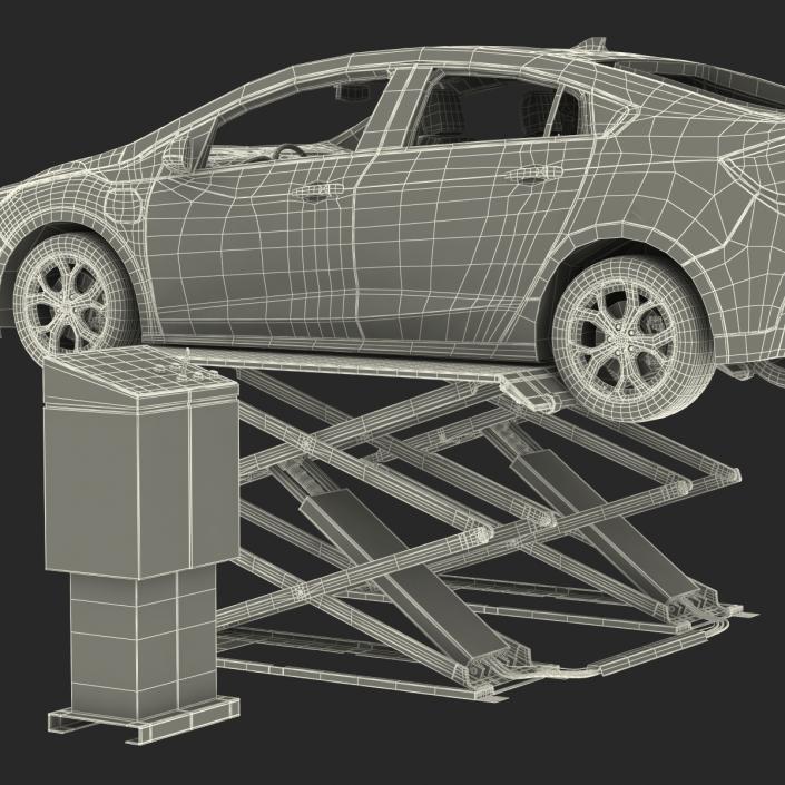 3D Automotive Scissor Lift Generic Rigged and Hybrid Car model