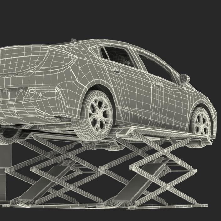 3D Automotive Scissor Lift Generic Rigged and Hybrid Car model