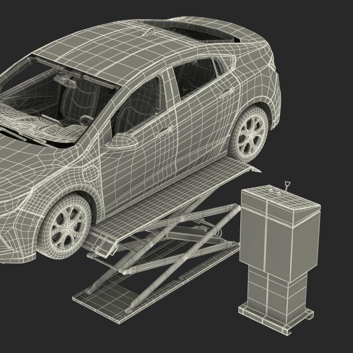 3D Automotive Scissor Lift Generic Rigged and Hybrid Car model