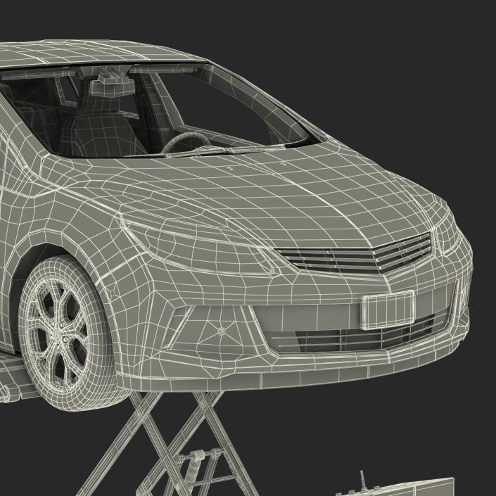 3D Automotive Scissor Lift Generic Rigged and Hybrid Car model