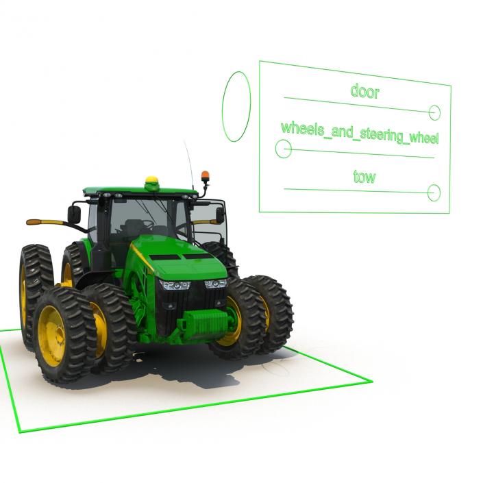 Tractor John Deere 8RT Rigged 3D model