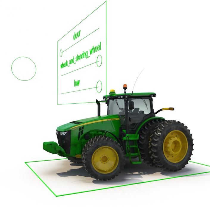 Tractor John Deere 8RT Rigged 3D model