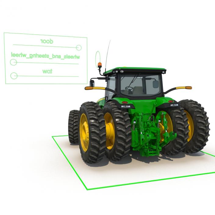 Tractor John Deere 8RT Rigged 3D model