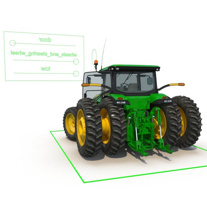 Tractor John Deere 8RT Rigged 3D model