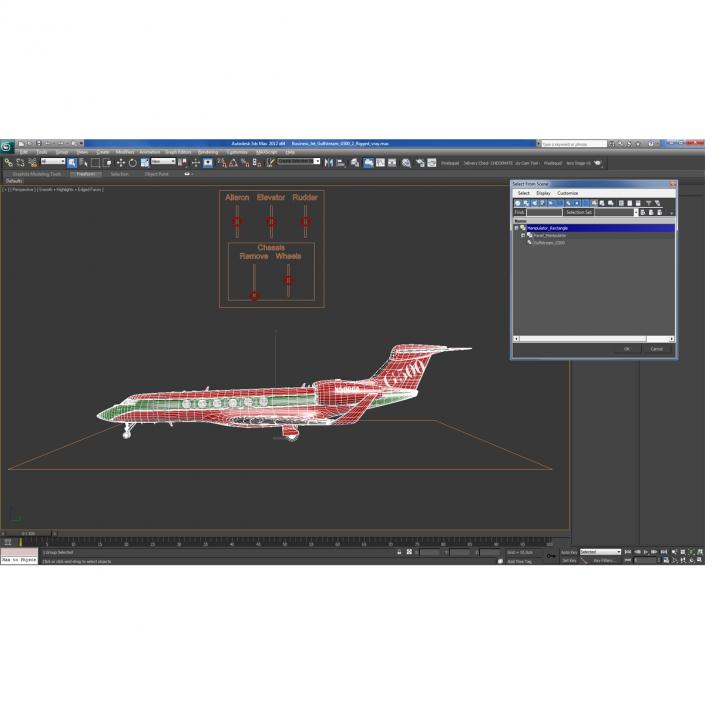 Business Jet Gulfstream G500 2 Rigged 3D