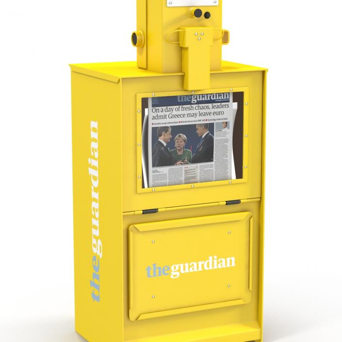 3D Classic Newspaper Box Yellow model