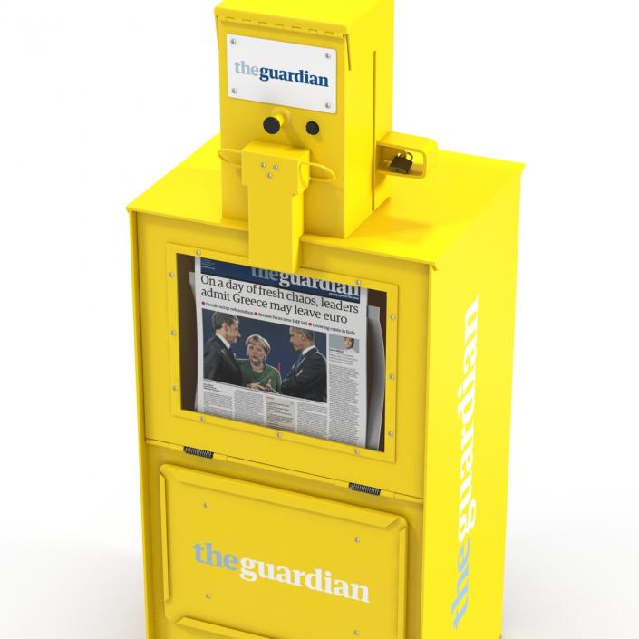 3D Classic Newspaper Box Yellow model