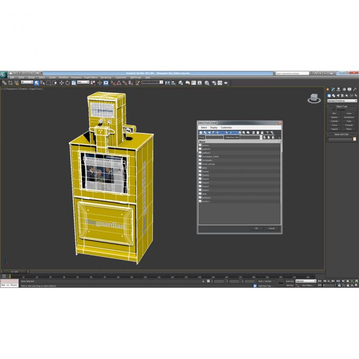 3D Classic Newspaper Box Yellow model