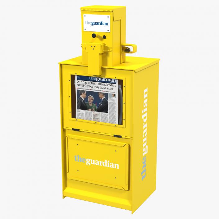 3D Classic Newspaper Box Yellow model