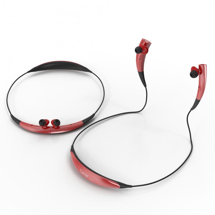 3D model Bluetooth Headset Samsung Gear Circle Red Set