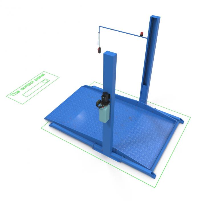 Two Post Parking Car Lift Rigged 3D