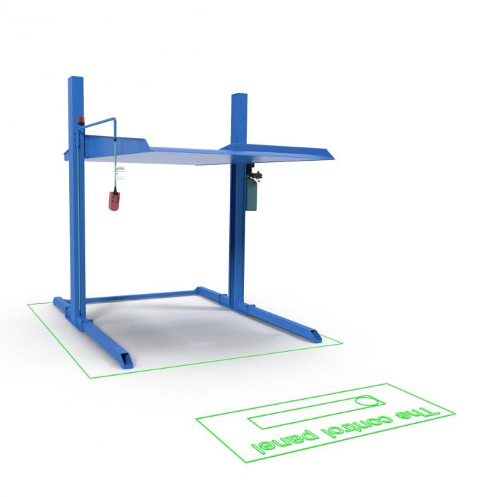 Two Post Parking Car Lift Rigged 3D