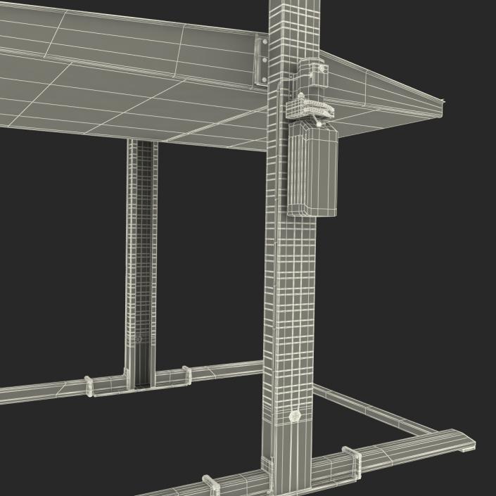 Two Post Parking Car Lift Rigged 3D