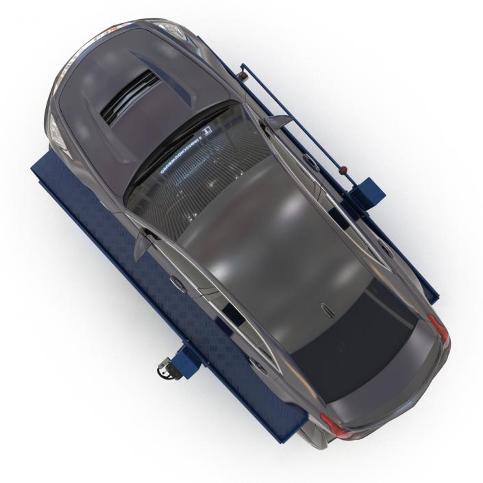 Two Post Parking Car Lift and Cars 3D model