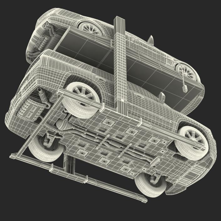 Two Post Parking Car Lift and Cars 3D model