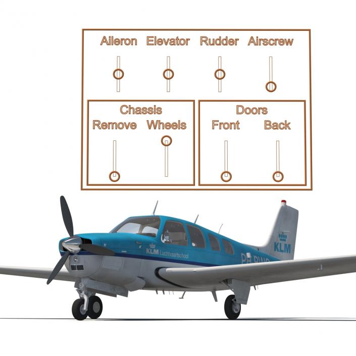 Beechcraft Bonanza 3 Rigged 3D