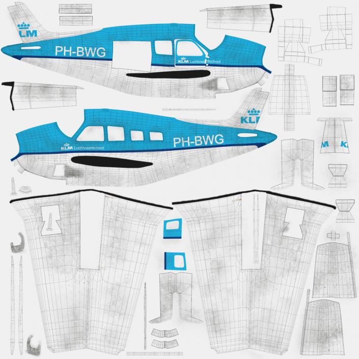 Beechcraft Bonanza 3 Rigged 3D